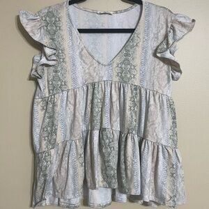 Entro Snakeskin Peplum Top Size medium